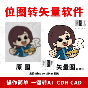 图片位图转矢量ai/cdr/cad软件logo自动抠图高清线条路径雕刻制作-资源虚拟仓库