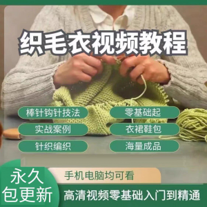 织毛衣教程视频零基础教学传统手工棒针钩针毛线编织婴儿针织围巾-资源虚拟仓库