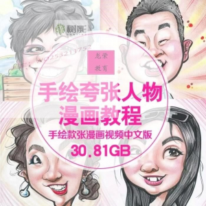 零基础手绘夸张人物漫画视频教程自学Q版似颜绘肖像素材夸张漫画-资源虚拟仓库