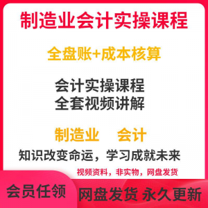 工厂制造业企业会计实操课程视频全盘账成本核算纳税申报成本教程-资源虚拟仓库